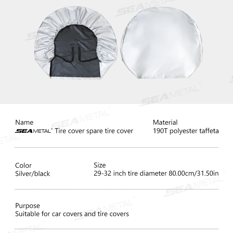 Housse de roue imperméable pour pneu de 74 à 81 cm, argent ou noir