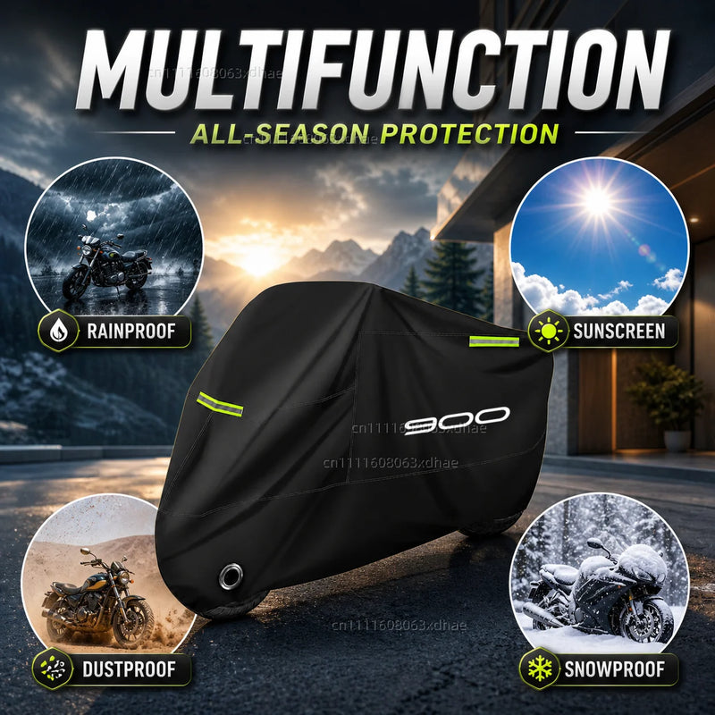 Housse moto complète pour Kawasaki Z900 2017-2026, Oxford 190T imperméable, anti-poussière, 3 bandes réfléchissantes