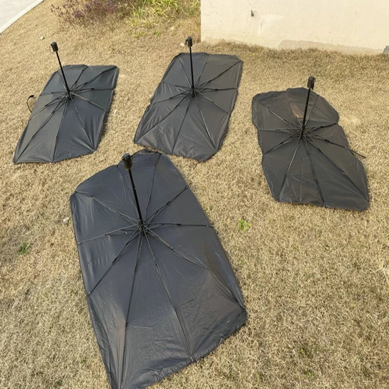 Pare-soleil parapluie rétractable pour pare-brise avant, 125 x 65 ou 140 x 80 cm, polyester argenté