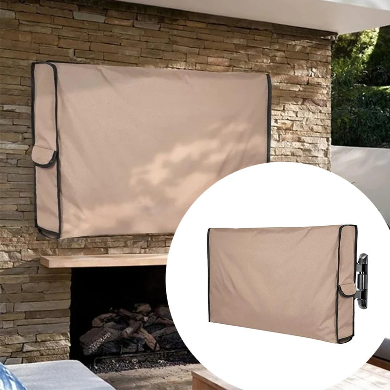 Housse TV extérieure beige imperméable Oxford 210D, 10 tailles de 76 à 170 cm