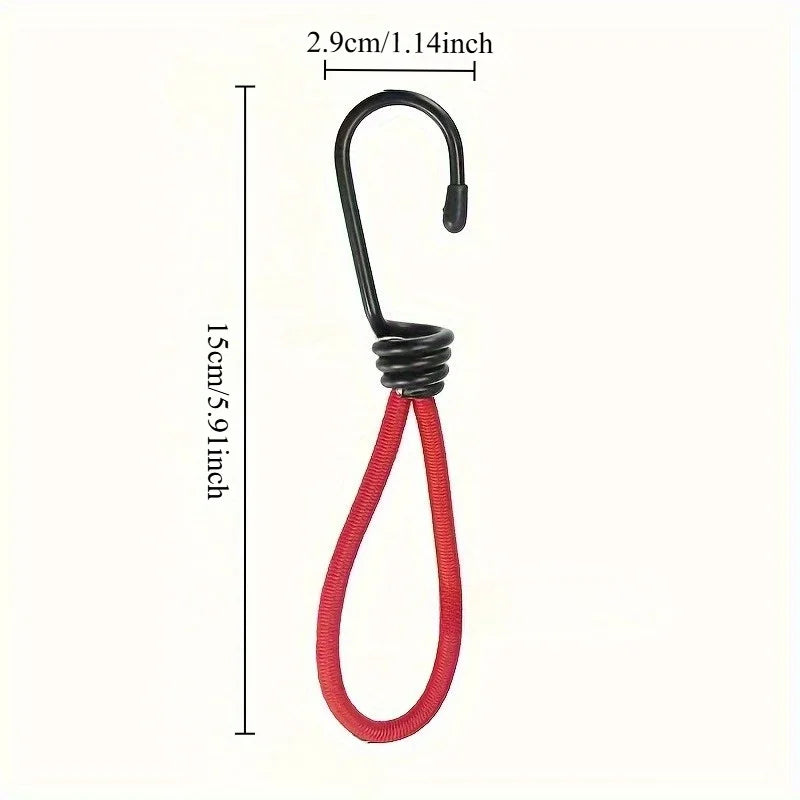 Sandow rouge avec crochet métallique en spirale, 15 cm, lot de 5 pour bâche et tente