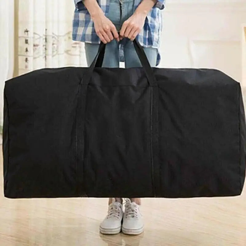 Grand sac de rangement noir 80 x 48 x 25 cm, fermeture éclair, tissu Oxford