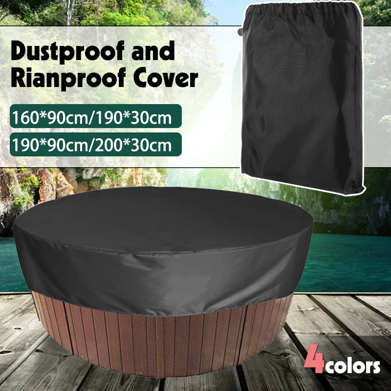Housse ronde de spa imperméable anti-UV, 4 coloris, 6 tailles de 160 à 215 cm