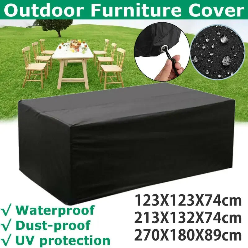 Housse salon de jardin imperméable en Oxford 210D, argent ou noir, 36 tailles