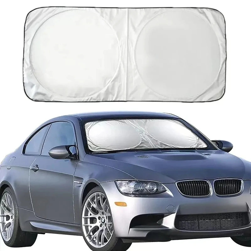 Pare-soleil pare-brise voiture pliable argenté réfléchissant, 150 x 70 cm, avec sac de rangement