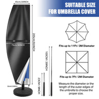 Housse parasol déporté forme banane ou droite avec perche télescopique et pochette, Oxford imperméable