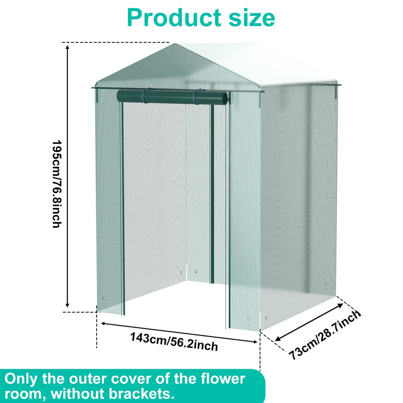 Bâche de rechange pour serre de jardin en PE avec porte zippée enroulable, 4 tailles