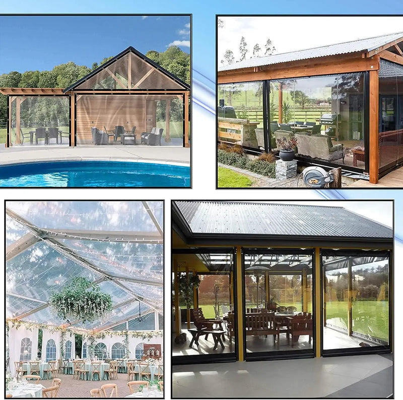 Bâche transparente en polyéthylène, œillets antirouille et corde, 2 x 2 ou 2 x 4 m