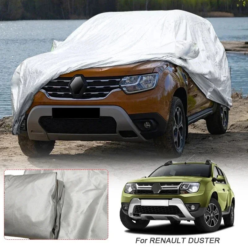 Housse voiture pour Renault Kardian, taffetas de polyester argenté anti-UV avec sac de rangement