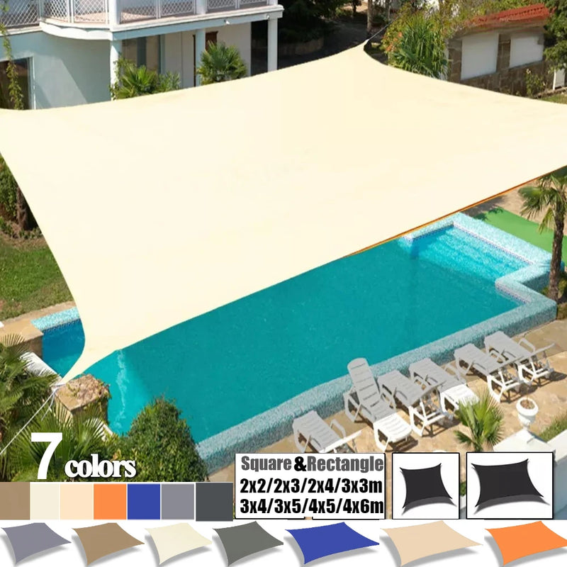 Voile d'ombrage rectangulaire ou carré, 7 coloris, de 2x2 à 4x6 m, option kit de fixation