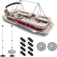Poteaux de support de bâche de bateau 108 à 130 cm, sacs de lest, 8 sangles