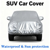 Housse voiture SUV argentée imperméable et anti-UV avec sangles anti-vent, 3 tailles