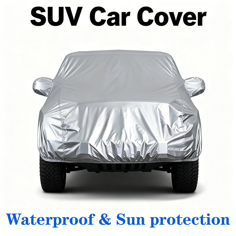 Housse voiture SUV argentée imperméable et anti-UV avec sangles anti-vent, 3 tailles