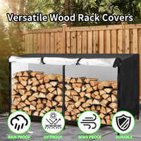 Housse de rack à bûches polyester 600D imperméable avec sac de rangement, 122 ou 244 cm