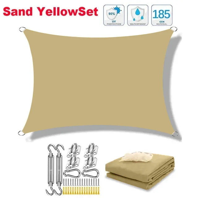 Voile d'ombrage rectangulaire imperméable en polyester 300D, anti-UV, 10 tailles