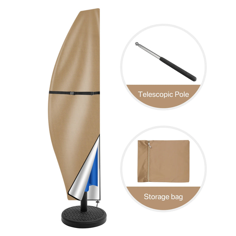 Housse parasol déporté imperméable Oxford 210D avec tige, 4 coloris, 205 à 280 cm
