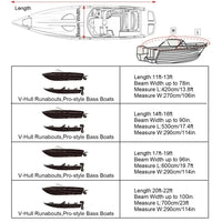 Housse de bateau noire 190T anti-UV, imperméable, pour bateau de 3,35 à 6,71 m