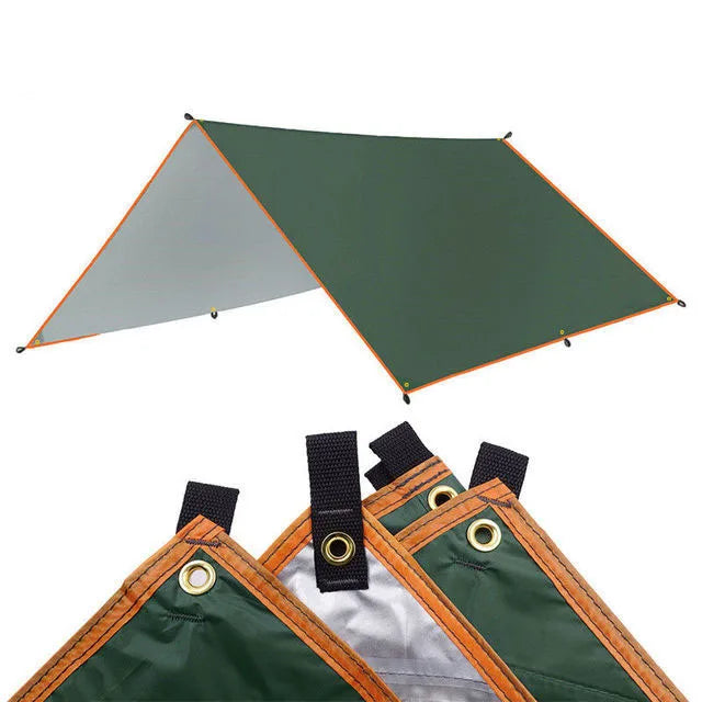 Bâche de camping auvent imperméable en polyester 190T, vert ou sable, 3x3 à 3x5 m