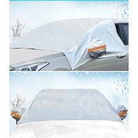 Protection pare-brise voiture anti-gel et anti-neige en film aluminium, caches de rétroviseurs et crochets de roues