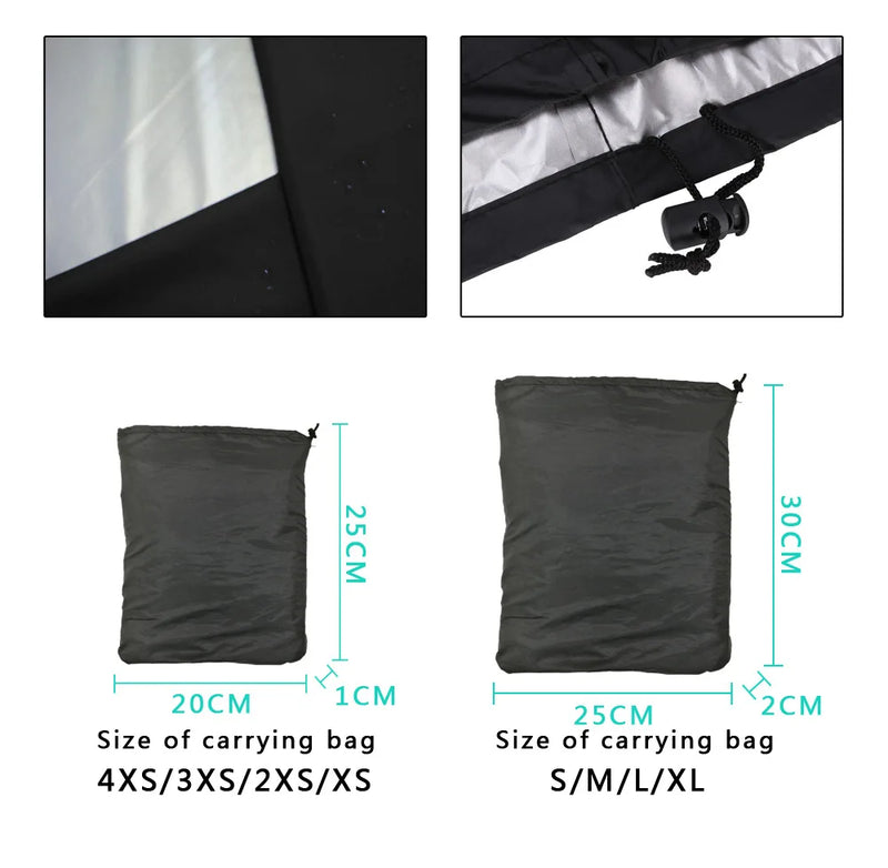 Housse barbecue ronde et rectangulaire en Oxford polyester noir imperméable, 8 tailles de 4XS à XL