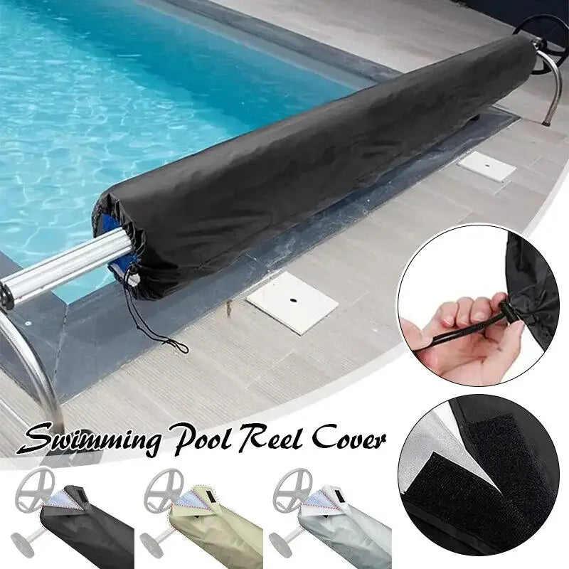 Housse enrouleur bâche piscine polyester enduit d'argent, 3 coloris, 490 à 730 cm