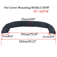 Housse de rangement de bimini noire 600D, 3 ou 4 arceaux, avec fermeture éclair