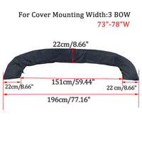 Housse de rangement de bimini noire 600D, 3 ou 4 arceaux, avec fermeture éclair