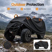 Housse quad imperméable en polyester 190T, anti-UV, noire, bandes réfléchissantes, tailles L à XXXL