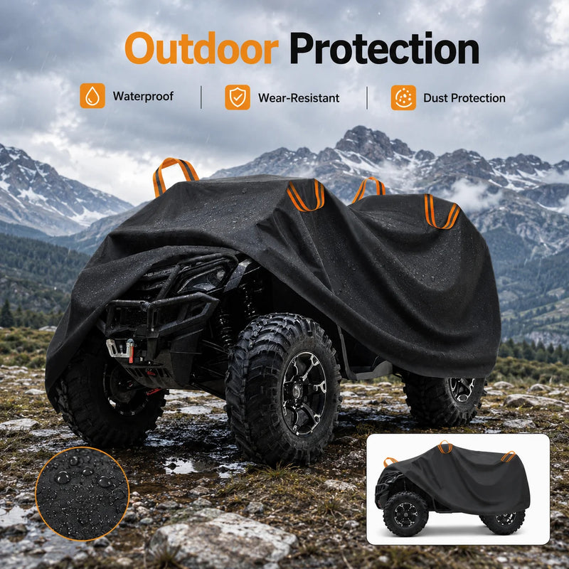 Housse quad imperméable en polyester 190T, anti-UV, noire, bandes réfléchissantes, tailles L à XXXL