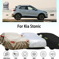 Housse voiture pour Kia Stonic, polyester 190T argent ou noir, 420 x 180 x 155 cm