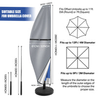 Housse parasol déporté forme banane ou droite avec perche télescopique et pochette, Oxford imperméable