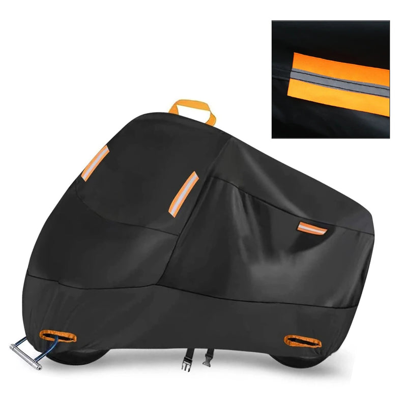 Housse moto et scooter imperméable Oxford 210D noir, bandes réfléchissantes, 3 tailles