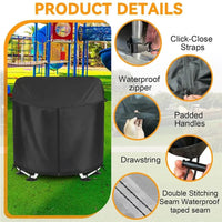 Housse trampoline ronde imperméable en tissu Oxford 420D noir avec fermeture éclair
