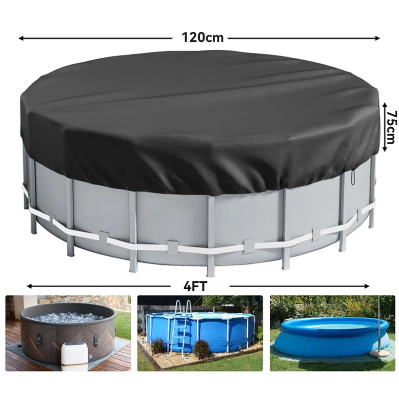 Bâche piscine ronde noire en Oxford 210D à cordon, 6 diamètres de 122 à 457 cm
