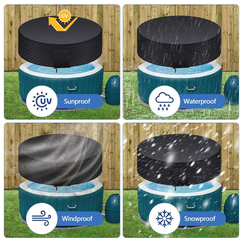Housse spa gonflable ronde matelassée noire, Ø 208 cm et hauteur 70 cm