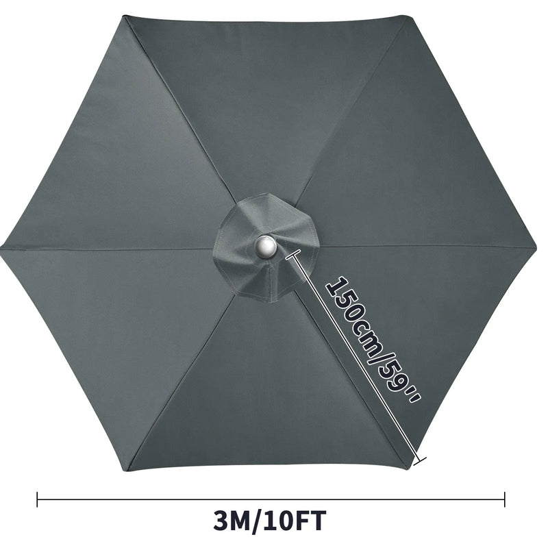 Toile de remplacement parasol 6 ou 8 baleines, imperméable anti-UV, Ø 2 à 3 m