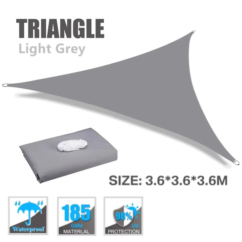 Voile d'ombrage triangulaire ou rectangulaire en polyester enduit PU, 3 coloris, de 2x2x2 à 4x6 m