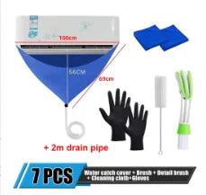 Kit de nettoyage climatiseur mural 100 cm, housse bleue, tuyau 2 m, outils au choix
