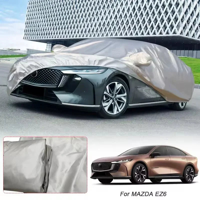 Housse voiture pour Mazda CX-3, CX-30, Mazda 3 et Mazda 6, polyester taffetas argent, imperméable anti-UV