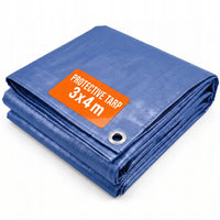 Bâche étanche bleue avec œillets métalliques en polyéthylène 60 g/m², 3 x 4 m