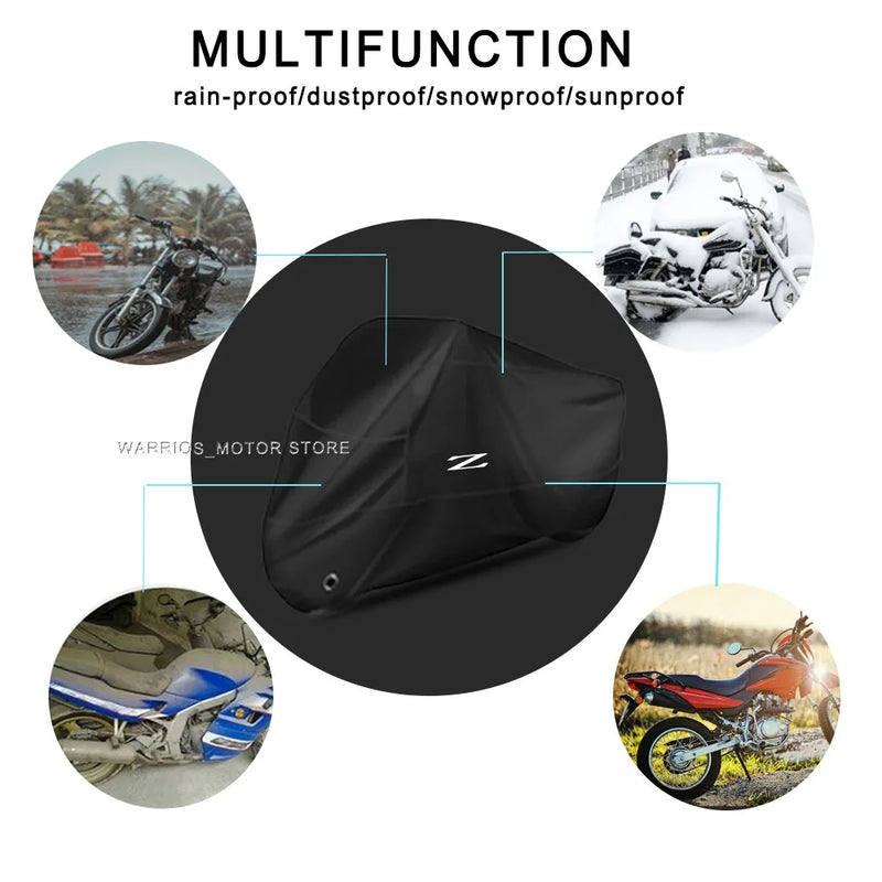 Housse moto pour Kawasaki Z650, Z750, Z800, Z900, Oxford 210D noir ou argent, imperméable, anti-UV