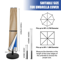 Housse parasol déporté forme banane ou droite avec perche télescopique et pochette, Oxford imperméable