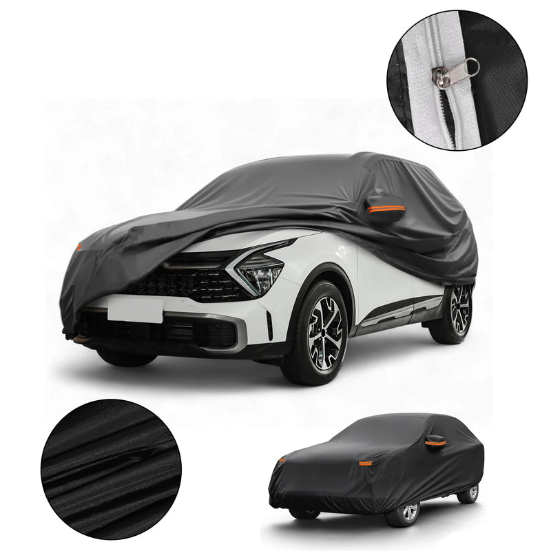 Housse voiture pour Kia Sportage 2010-2024, 210D enduit PU noire, fermeture de portière, 465 x 145 x 143 cm