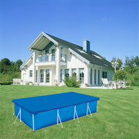 Bâche piscine tubulaire rectangulaire bleue en polyester anti-UV, 3 tailles de 220x150 à 300x200 cm