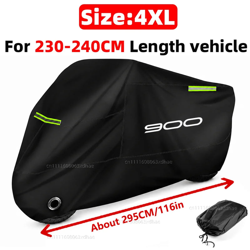 Housse moto complète pour Kawasaki Z900 2017-2026, Oxford 190T imperméable, anti-poussière, 3 bandes réfléchissantes