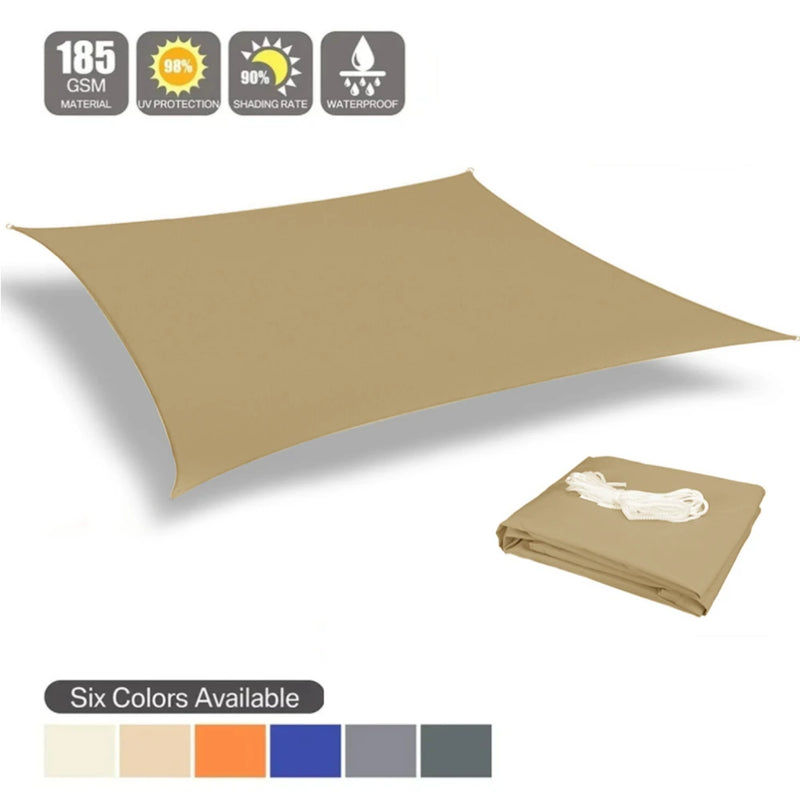 Voile d'ombrage rectangulaire anti-UV pour patio et terrasse, polyester 185 g/m², 7 coloris
