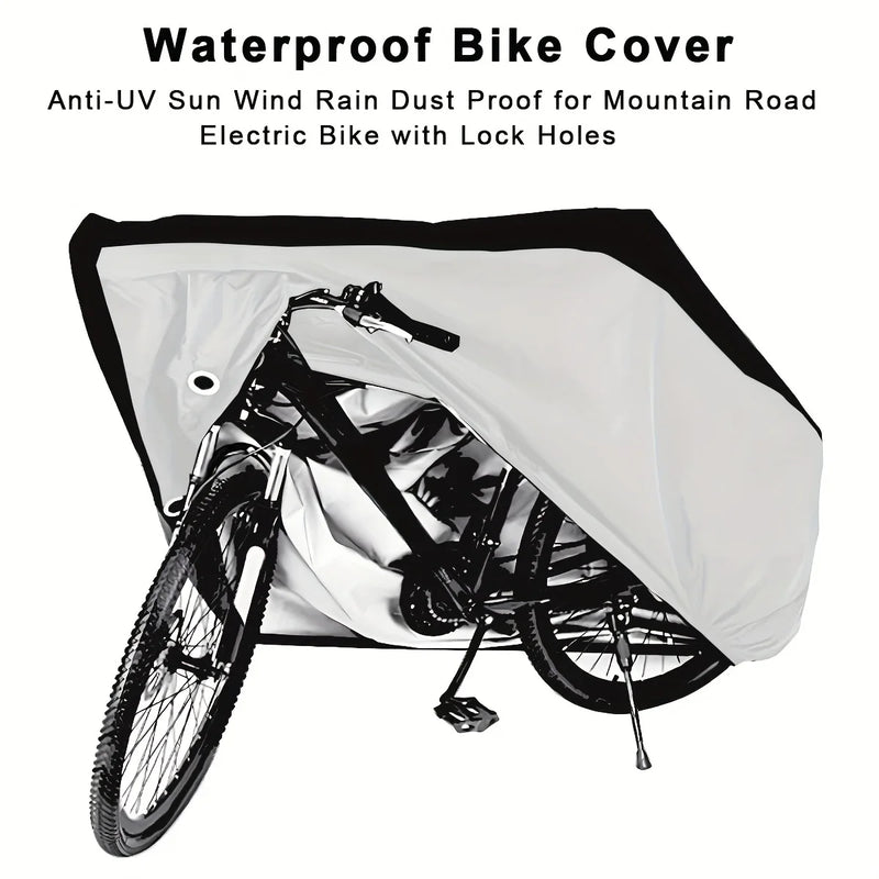 Housse vélo électrique imperméable anti-UV argent et noir, 4 tailles de 170 à 200 cm