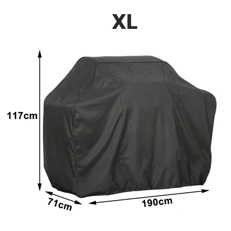 Housse de barbecue imperméable à revêtement PVC, anti-UV, 8 tailles, noir