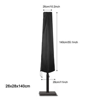 Housse de parasol droit ou déporté Oxford 210D noire, 17 tailles de 140 à 280 cm