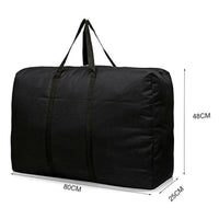 Grand sac de rangement noir 80 x 48 x 25 cm, fermeture éclair, tissu Oxford